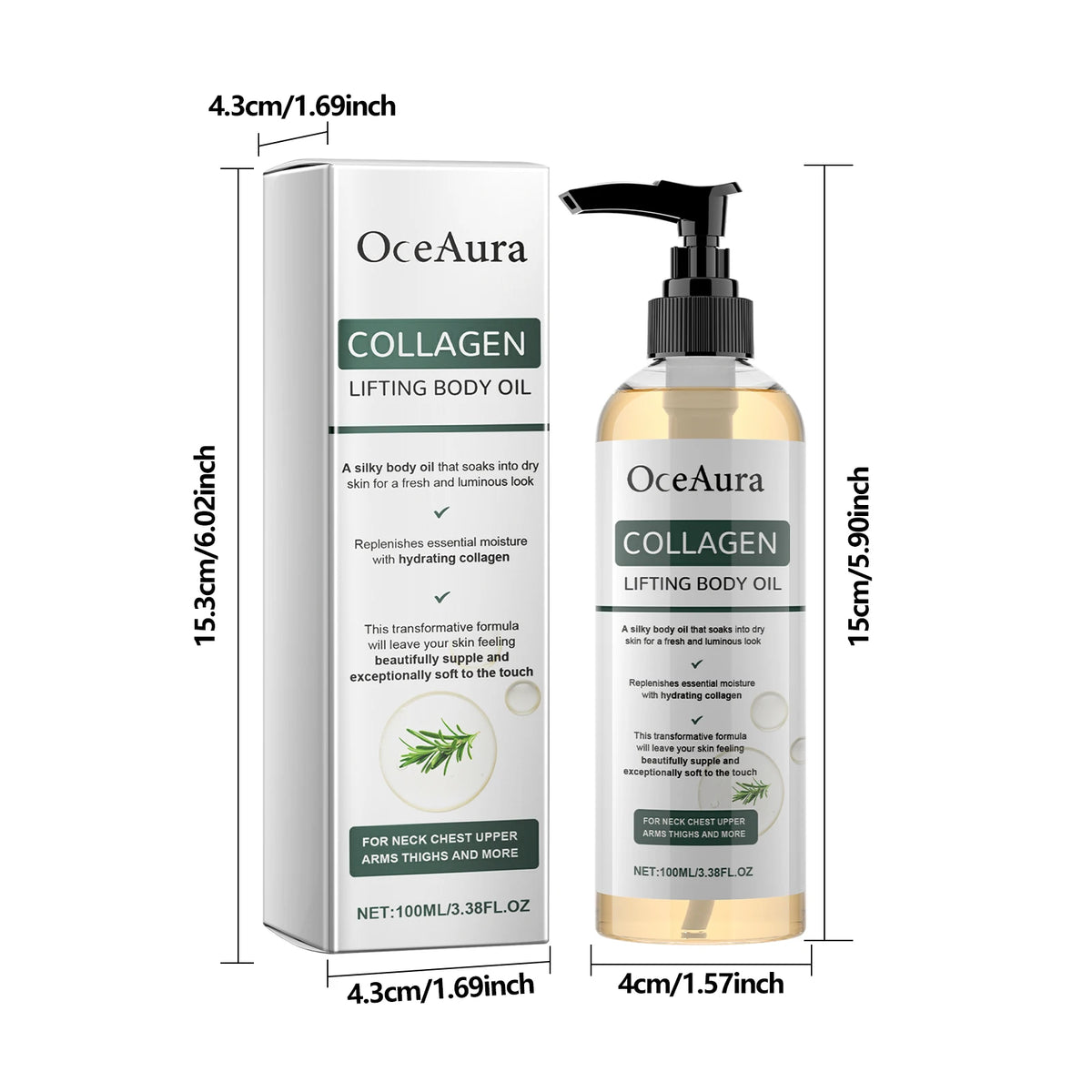 Collagen Firming Body Oil Deep Hydration Moisturizing Firming Arm Belly ＆ Excess Fat Whole Body Skin Massage Essential Oil 100ml