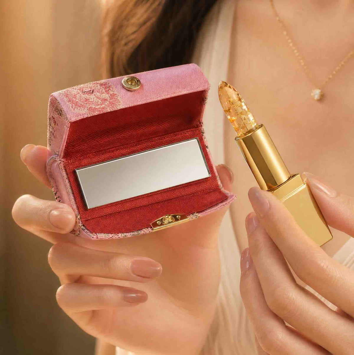 Silk Lipstick Case with Mirror